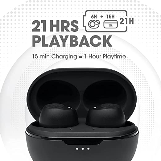 JBL C115 TWS by Harman, True Wireless Earbuds with Mic, Jumbo 21 Hours Playtime with Quick Charge JBL C115 TWS by Harman, True Wireless Earbuds with Mic, Jumbo 21 Hours Playtime with Quick Charge
