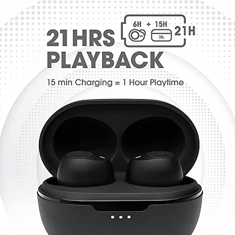 JBL C115 TWS by Harman, True Wireless Earbuds with Mic, Jumbo 21 Hours Playtime with Quick Charge