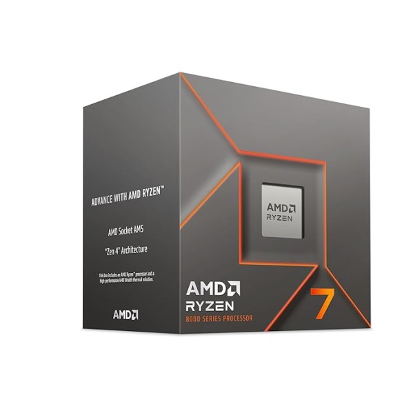 AMD Ryzen 7 8700F Desktop Processor 8 cores 16 Threads 24 MB Cache 4.1 GHz Upto 5 GHz AM5 Socket (100-100001590BOX)