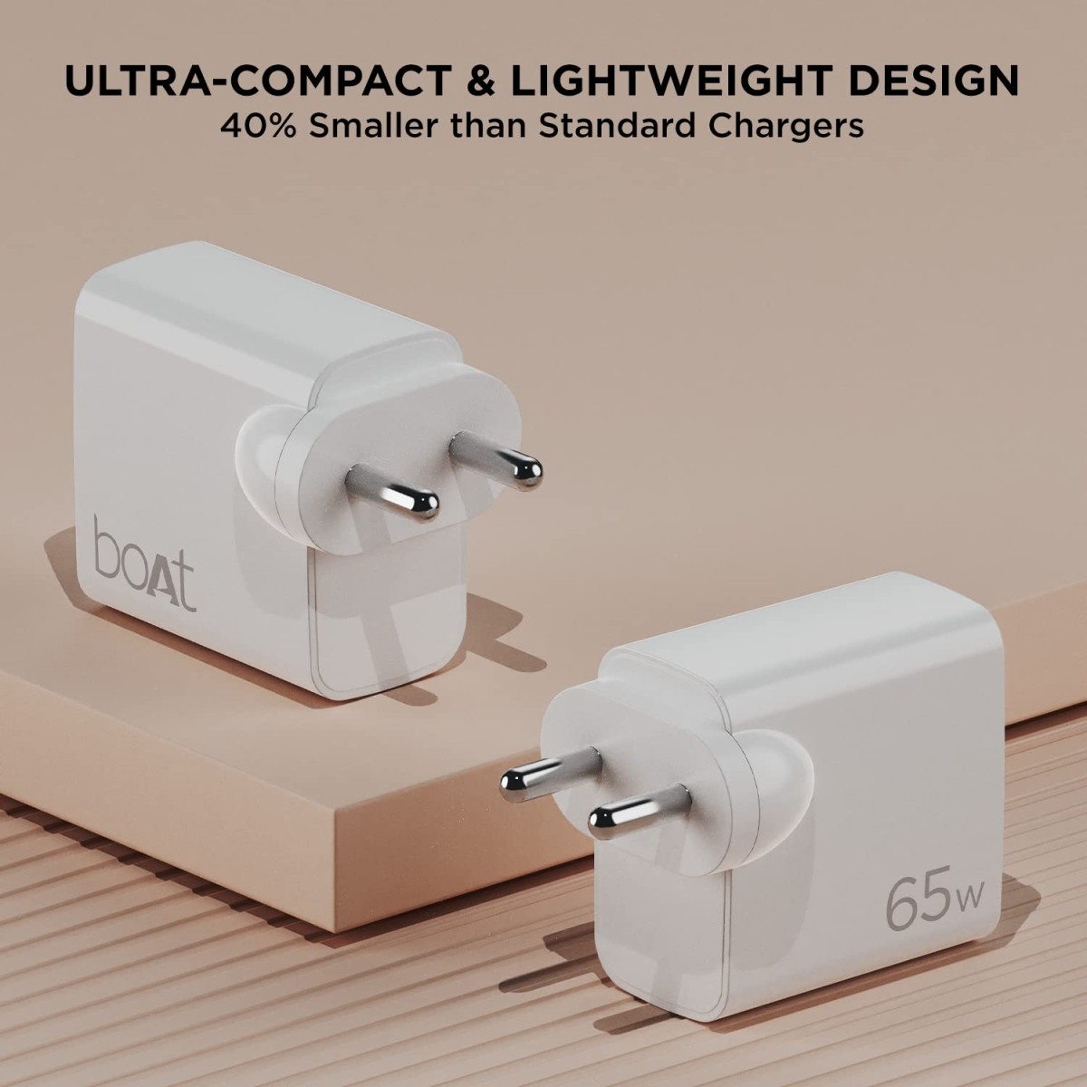 boAt 45W Dual Port QCPD 1.5M Cable Wall Charger, White