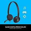 Logitech H340 Wired Headset Stereo Headphones with Noise Cancelling Microphone USB PC Mac Laptop Black