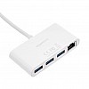 3-Port USB 3.0 Adapter with RJ45 Gigabit Ethernet Port,White