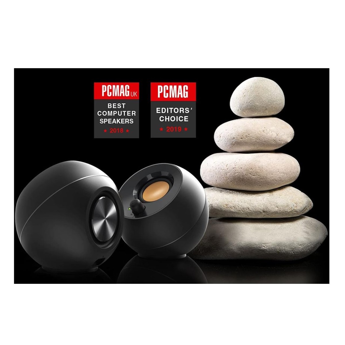 Creative pebble 2.0 usb-powered desktop speakers with far-field drivers and passive radiators for pcs and laptops black