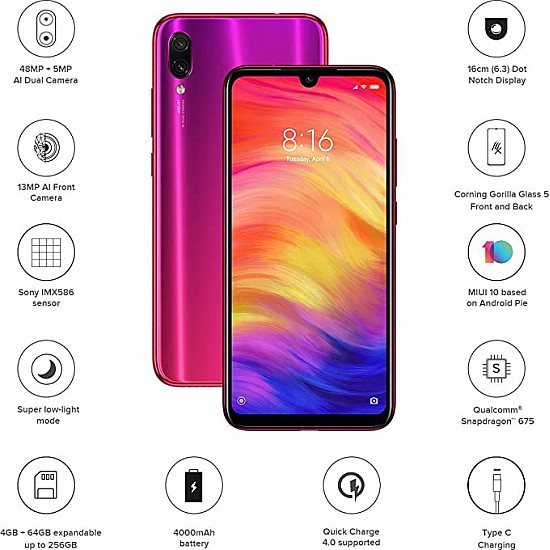 Redmi Note 7 Pro (Red, 64 GB) (4 GB RAM)