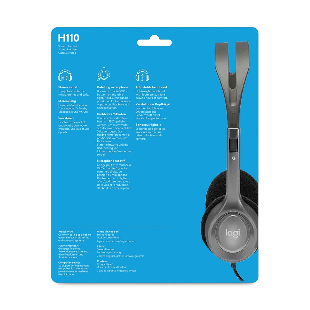 Logitech H110 Wired headset, Stereo Headphones