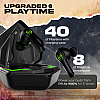 Wings Phantom Pro Earphones Gaming Earbuds with LED Battery Indicator 40 Hours Playtime Mic Black