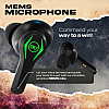 Wings Phantom Pro Earphones Gaming Earbuds with LED Battery Indicator 40 Hours Playtime Mic Black