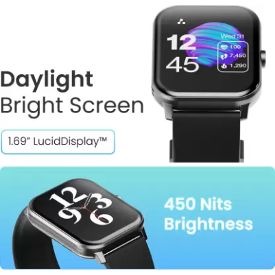 Ambrane Wise-Eon 1.69Lucid Display bluetooth calling function and 7 days battery life Smartwatch  (Black Strap, Regular)