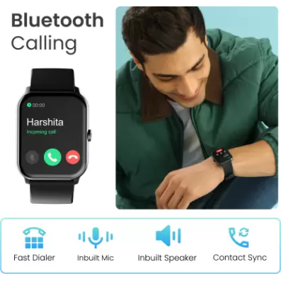Ambrane Wise-Eon 1.69Lucid Display bluetooth calling function and 7 days battery life Smartwatch  (Black Strap, Regular)
