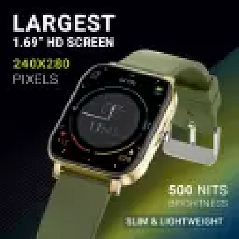 CrossBeats Ignite LYT MAX 1.9" Display In- Built Games Smartwatch Green