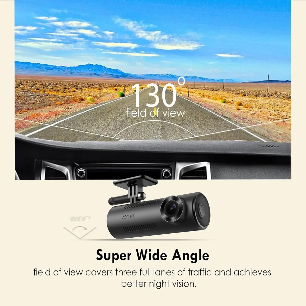 70mai M310 DashCam, 2K Resolution, Type-C Interface, Voice Control, MaiColor Vivid+ Solution, Night Owl Vision, WiFi & App, Optional Parking Mode, Upto 256GB Supported