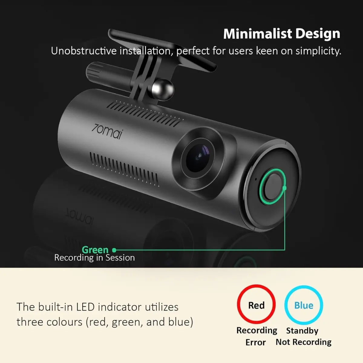 70mai M310 DashCam, 2K Resolution, Type-C Interface, Voice Control, MaiColor Vivid+ Solution, Night Owl Vision, WiFi & App, Optional Parking Mode, Upto 256GB Supported