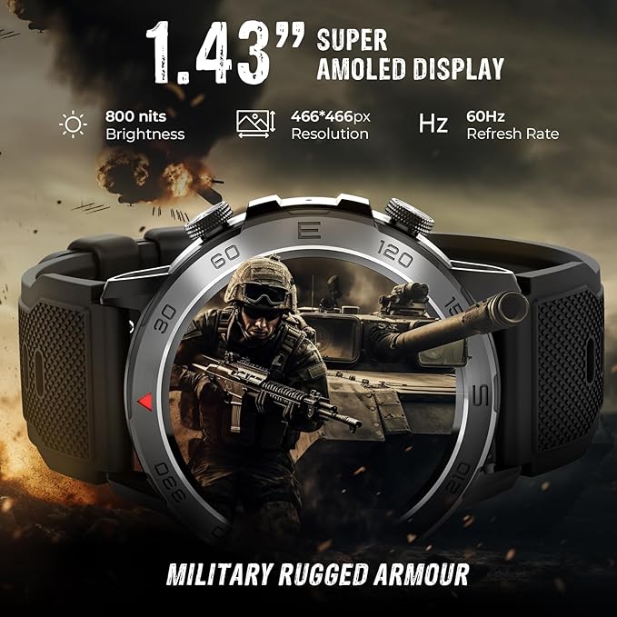 beatXP Duke Rugged 1.43 Round Super AMOLED Bluetooth Calling Smart Watch, Functional Crown, 466 * 466px, 60Hz Refresh Rate, AI Voice Assistance (Black) beatXP Duke Rugged 1.43 Round Super AMOLED Bluetooth Calling Smart Watch, Functional Crown, 466 * 466px, 60Hz Refresh Rate, AI Voice Assistance (Black)