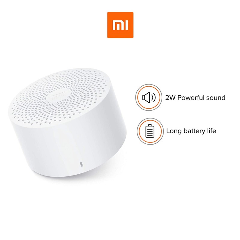 Mi Compact Bluetooth Speaker 2 with in-Built mic and up to 6hrs Battery (White)