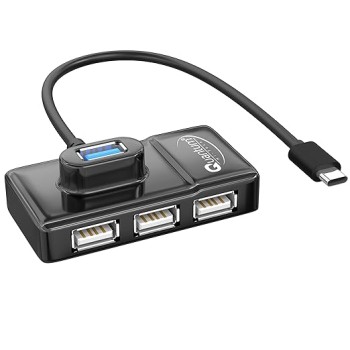 Quantum USB C Hub - 4 Port USB-A, 1x3.0 & 3x2.0 High Speed, Plug & Play, Compatible with Laptop, MacBook, PC & More (Black)