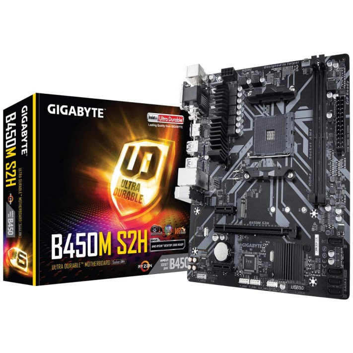 GIGABYTE AMD B450M S2H Ultra Durable Motherboard with Realtek GbE LAN with cFosSpeed PCIe Gen3x4 M.2 GIGABYTE AMD B450M S2H Ultra Durable Motherboard with Realtek GbE LAN with cFosSpeed PCIe Gen3x4 M.2