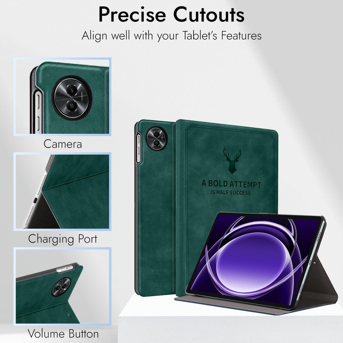 Robustrion Cover for Realme Pad 2 Lite 11 inch Cover Case, Deer Flip Cover for Realme Pad 2 Lite 11 inch Tablet- Dark Green