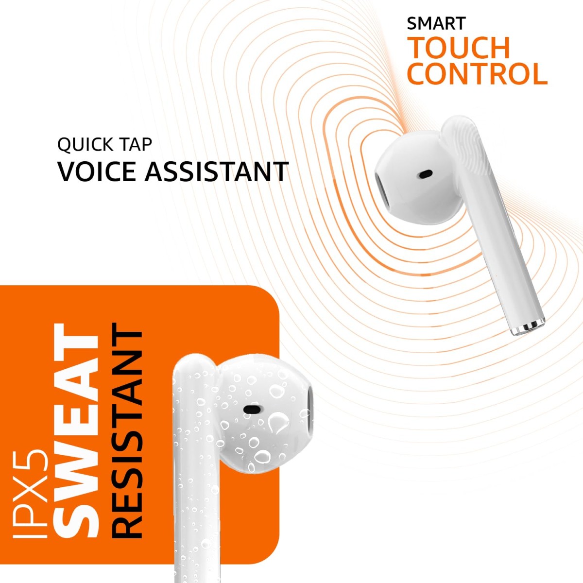 Amazon Basics True Wireless in-Ear Earbuds with Mic, Touch Control (White)-01 Amazon Basics True Wireless in-Ear Earbuds with Mic, Touch Control (White)-01