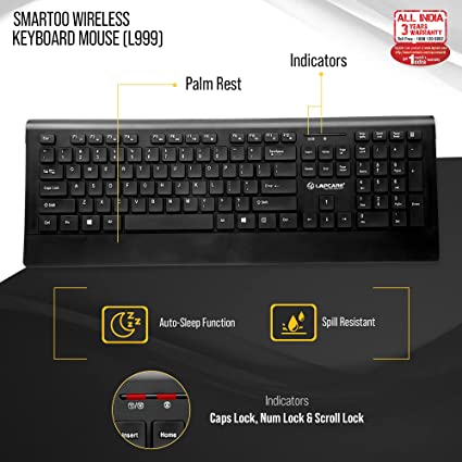 Lapcare smartoo l999 wireless keyboard and mouse combo with auto sleep black Lapcare smartoo l999 wireless keyboard and mouse combo with auto sleep black