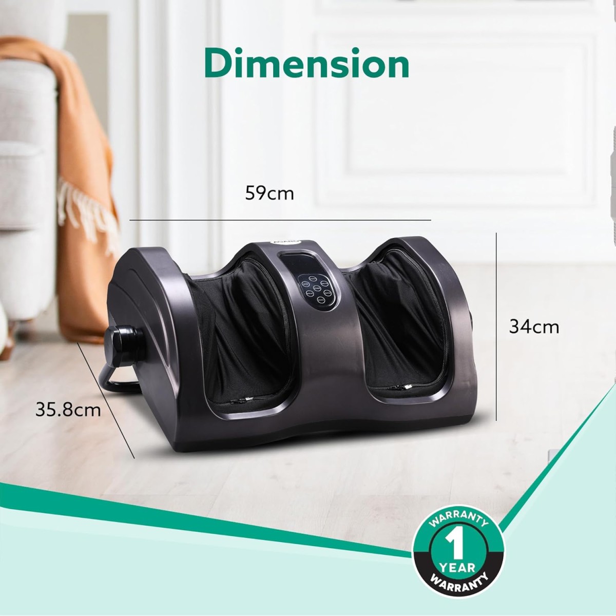 AGARO 33270 Grand Foot Massager for Pain Relief with Kneading, Rolling & Heating Functions Massager Black