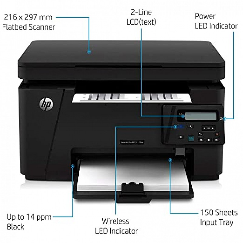 HP Laserjet Pro M126nw Multi-Function Direct Wireless Network Laser Printer (Print, Copy, Scan, Black)