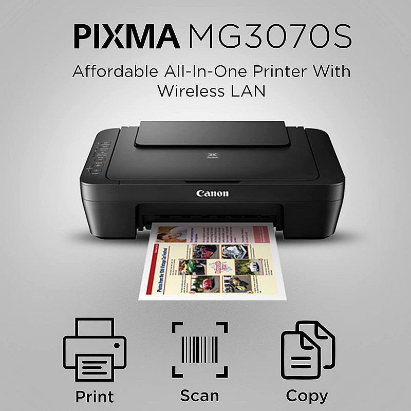 Canon Pixma MG 3070S All-in-One Wireless Inkjet Colour Printer Black