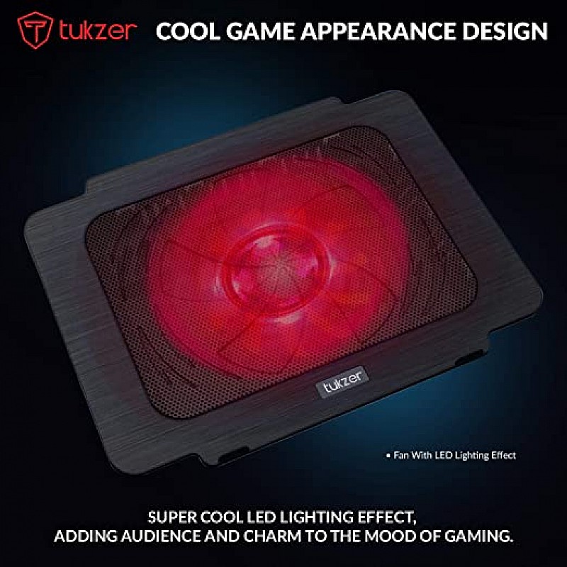 Tukzer Laptop Cooling Pad, Portable Slim Quiet USB-Powered Gaming Cooler Stand Chill Mat| 1-Red-LED Fan 