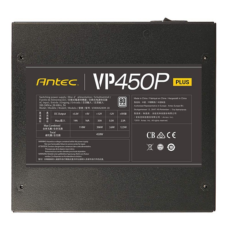 Antec VP450P Plus 450 Watt Power Supply 85% efficient I 80 Plus 230V Standard Certified