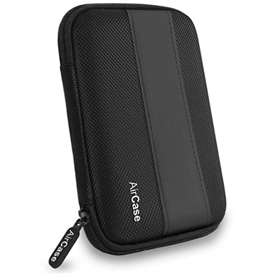 AirCase External Hard Drive Case for 2.5-Inch Hard Drive Black+ Tizum Earphone Carry case