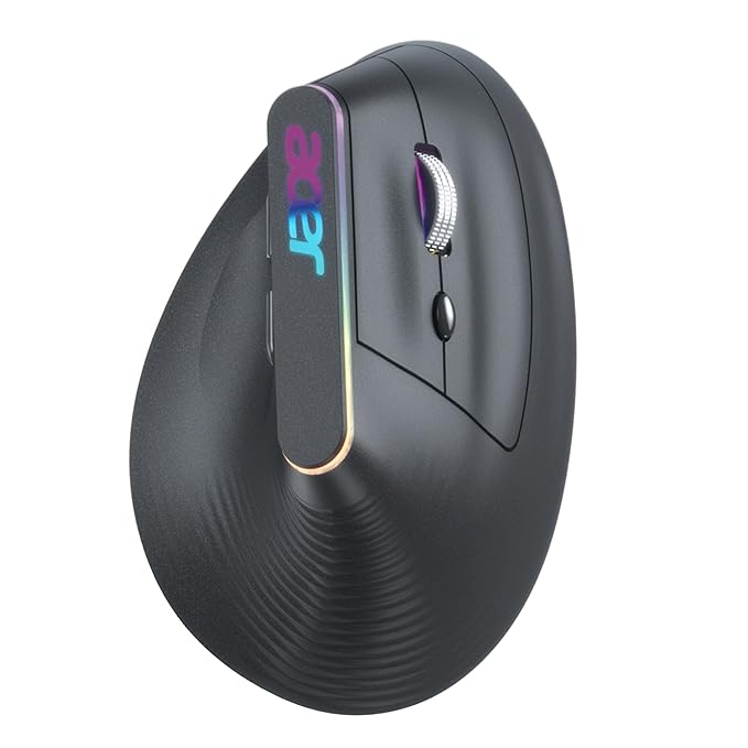Acer ErgoEase Wireless Ergonomic Optical Mouse with Bluetooth (Bluetooth, USB 3.0, Grey)