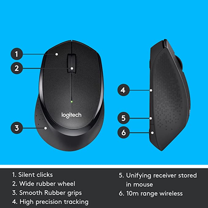 Logitech M331 Silent Plus Wireless Mouse, 2.4GHz with USB Nano Receiver (Black) Logitech M331 Silent Plus Wireless Mouse, 2.4GHz with USB Nano Receiver (Black)