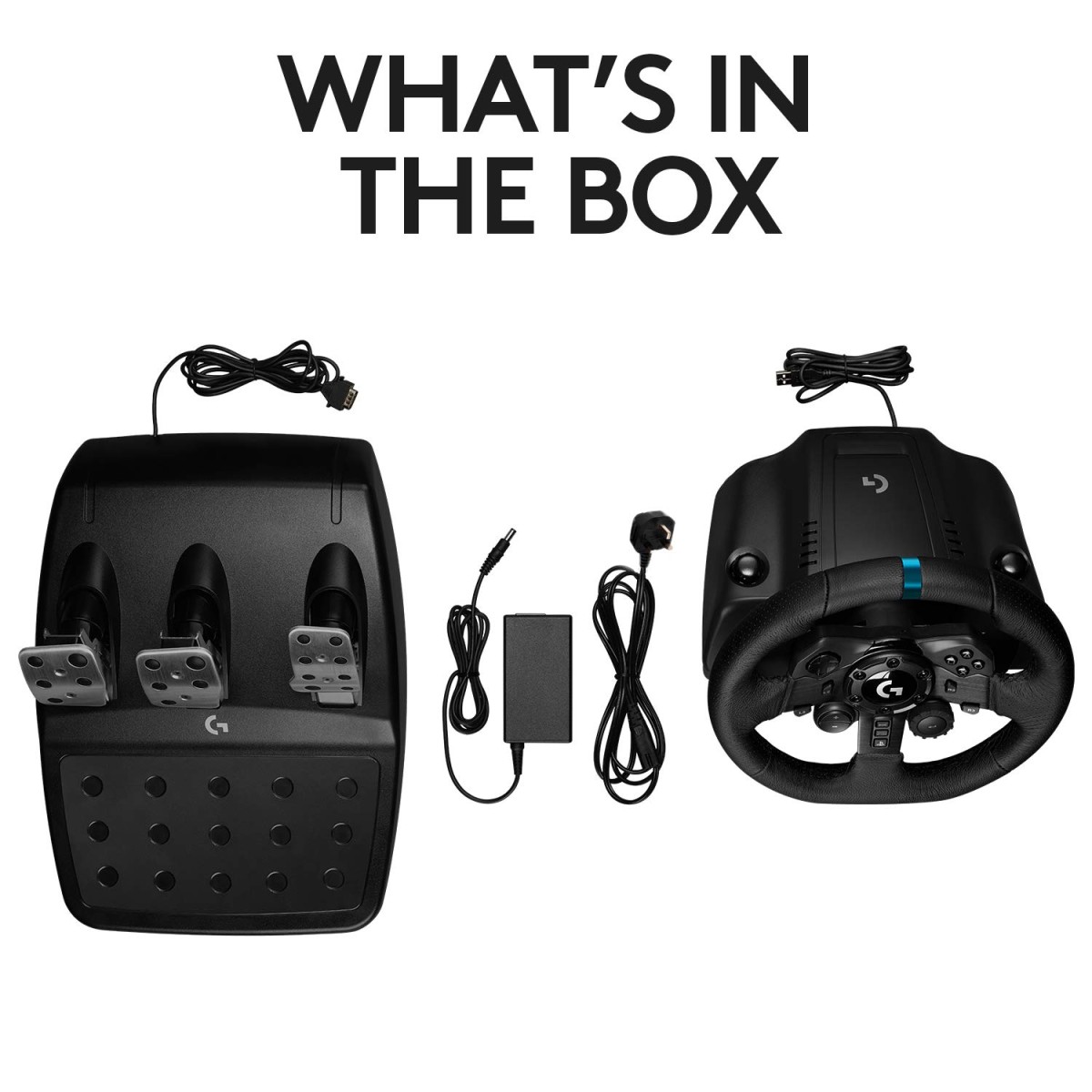 Logitech G923 Racing Wheel and Pedals, TRUEFORCE 1000 Hz Force Feedback, Responsive Driving Design Black