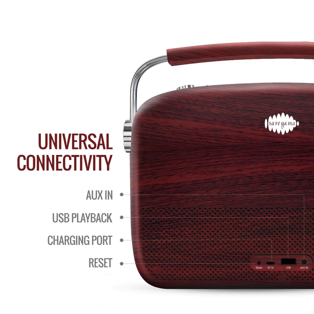 Saregama Carvaan Hindi - Portable Music Player with 5000 Preloaded Songs, FM/BT/AUX (Cherrywood Red)