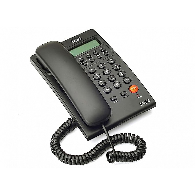 Hello Tf-600 Cli Caller Id Corded Landline Phone for Intercom and Epabx Desk & Wall Mountable (Black) 