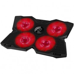 Tukzer Laptop Cooling Pad, Portable Slim Quiet USB Powered Gaming Cooler Stand Chill Mat| 4-Red-LED Fans| Dual-USB-Port 