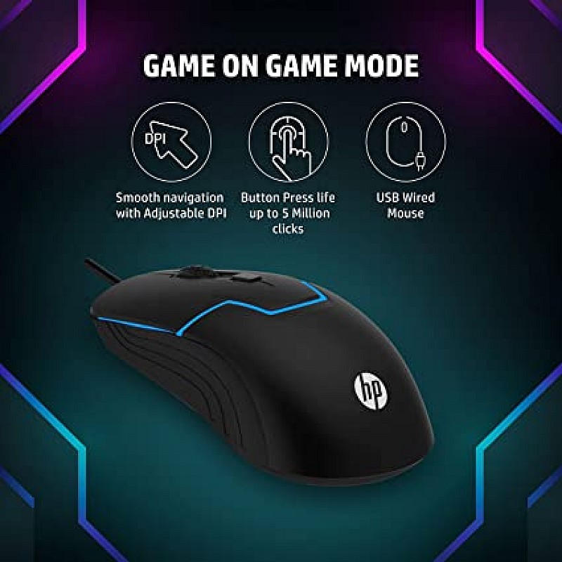 HP M100 Wired Gaming Optical Mouse (Black)