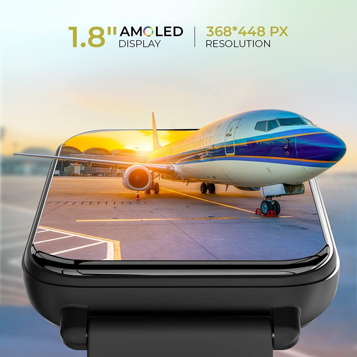 beatXP Unbound NEO 1.8 Super AMOLED 2.5D Curved Display, One-Tap BT Calling Smartwatch (Black)