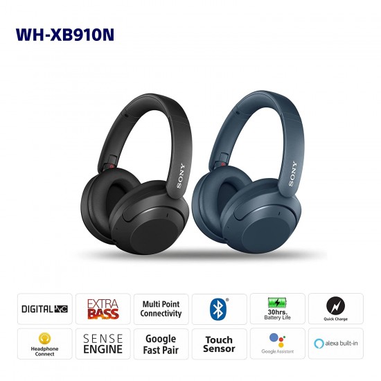 Sony WH-XB910N Extra Bass Noise Cancelling Bluetooth Wireless Over Ear Headphones 