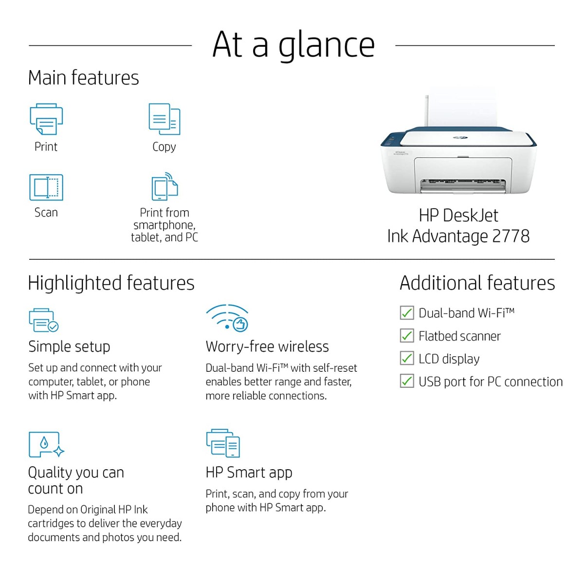 HP DeskJet Ink Advantage 2778 Multi-function Wi-Fi Color Printer