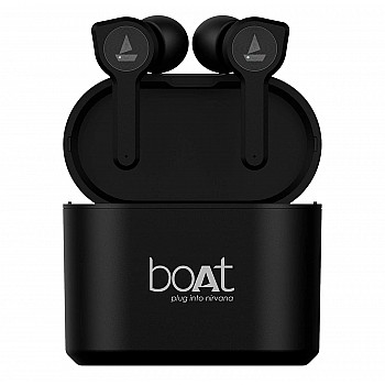 boAt airdopes 408 tws ear-buds with true voice assistant up to 20h total playback, ipx4 water resistance active black