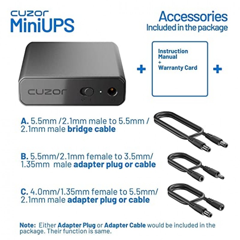 Cuzor Mini UPS for Wi-Fi Router|Supports All (12V-2A) (12V-1.5A)(12V-1A)|Up to 4 Hour Backup 2600mAH