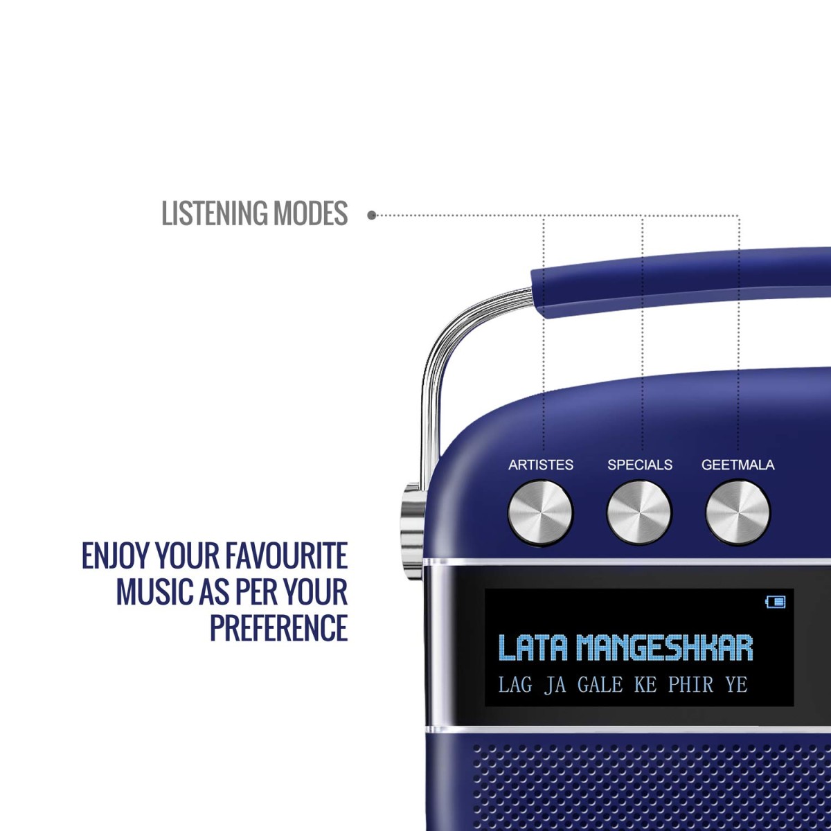 Saregama Carvaan Premium Hindi - Portable Music Player with 5000 Preloaded Songs, FM/BT/AUX (Royal Blue)
