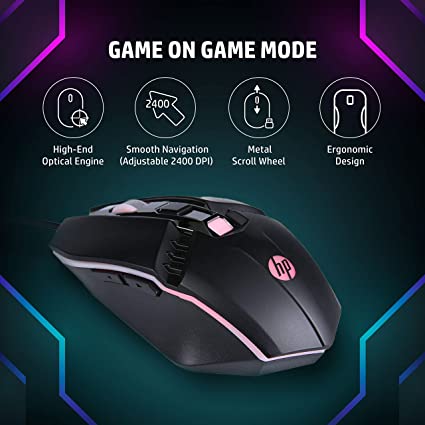 HP M270 Gaming Mouse with Backlit, 7 Buttons, 4-Speed Customizable 2400 DPI HP M270 Gaming Mouse with Backlit, 7 Buttons, 4-Speed Customizable 2400 DPI
