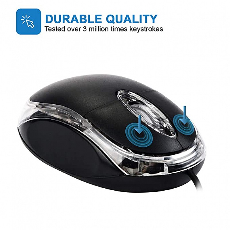 Quantum QHM222 3 Button 1000DPI Wired Optical Mouse (Black)