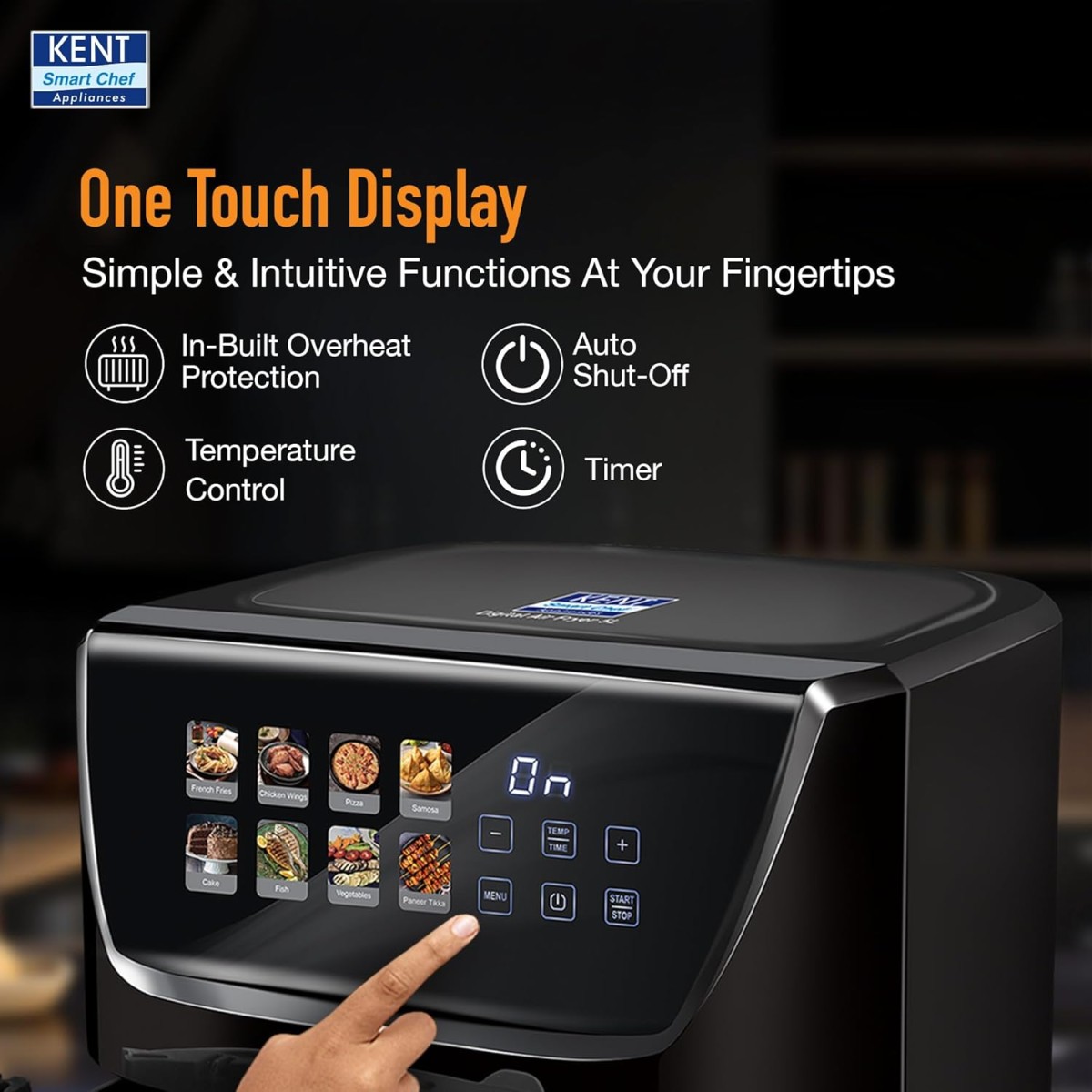 KENT Ultra Digital Air Fryer 5L | 1500W | Bake, Grill & Roast | Up to 80% Less Oil Usage |8 Preset Menu|Rapid Heat Circulation KENT Ultra Digital Air Fryer 5L | 1500W | Bake, Grill & Roast | Up to 80% Less Oil Usage |8 Preset Menu|Rapid Heat Circulation