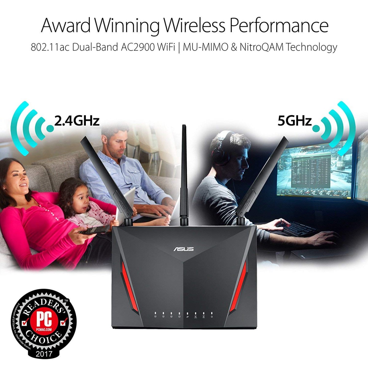 ASUS RT-AC86U AC2900 Dual Band Gigabit Gaming WiFi Router (Black) ASUS RT-AC86U AC2900 Dual Band Gigabit Gaming WiFi Router (Black)