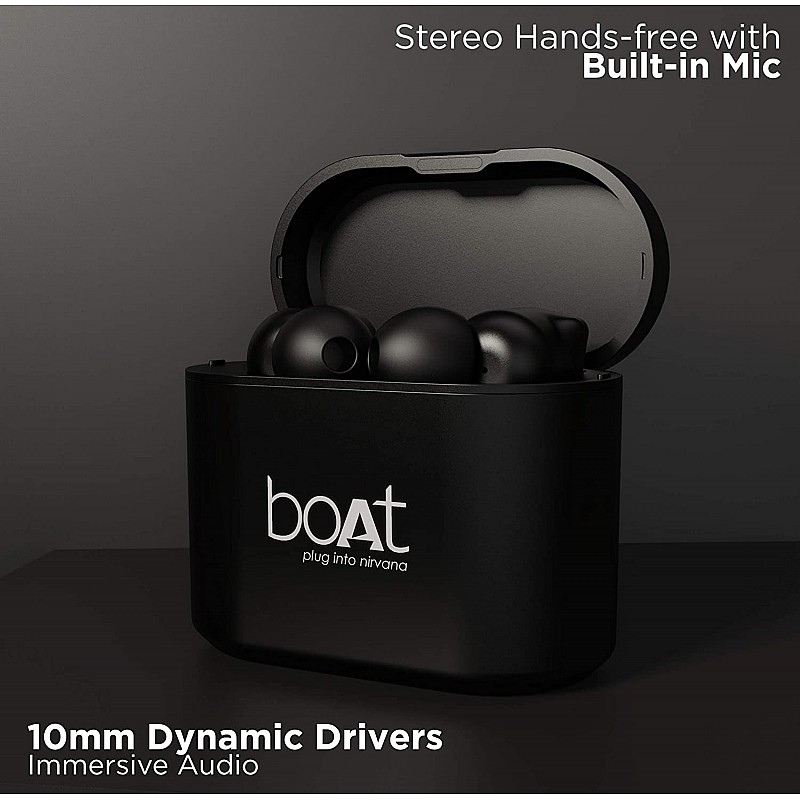 boAt airdopes 408 tws ear-buds with true voice assistant up to 20h total playback, ipx4 water resistance active black