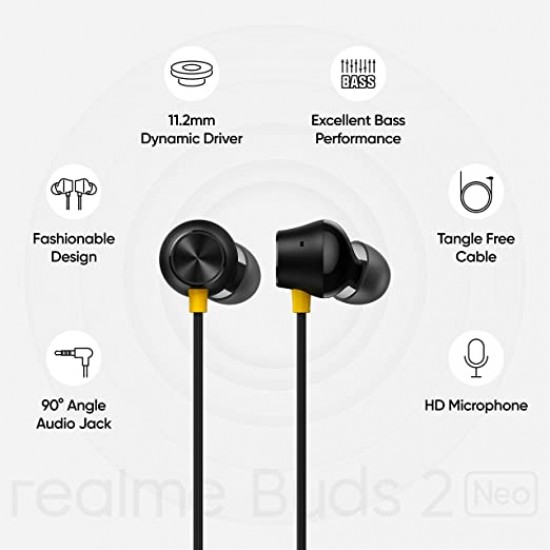 Realme Buds 2 Neo in-Ear Wired Earphones with HD Mic for Android Smartphones Black