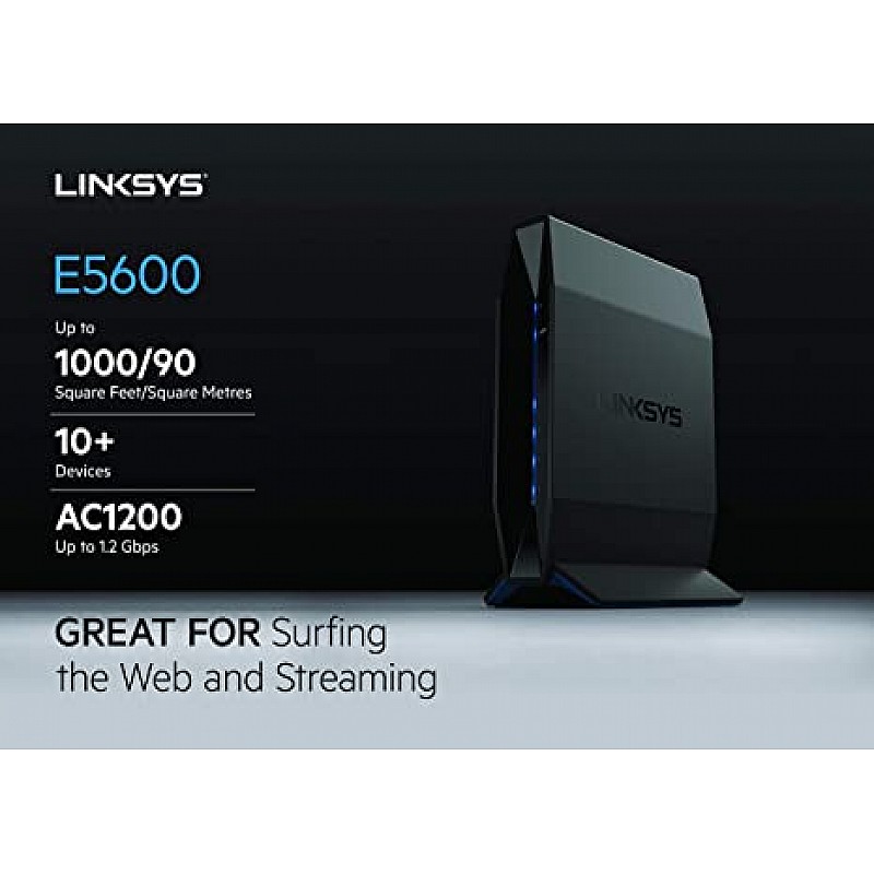 Linksys E5600 AC 1200 Dual-Band (2.4 GHz And 5 GHz) MU-MIMO WiFi 5 Fast Router