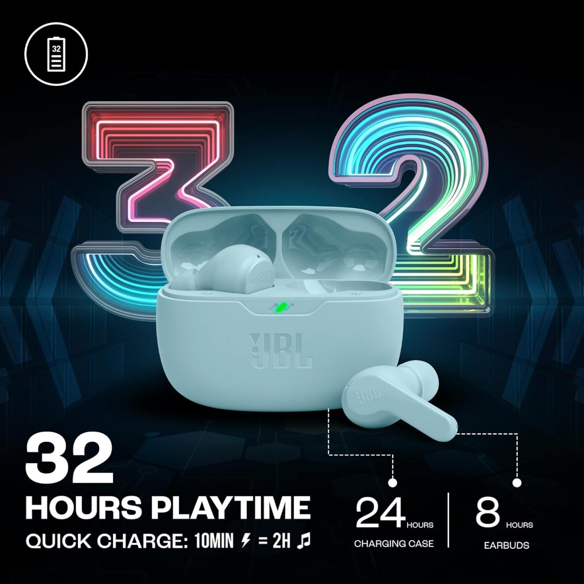 JBL Wave Beam in-Ear Wireless Earbuds (TWS) with Mic,App for Customized Extra Bass Eq,32 Hours Battery&Quick Charge,Ip54 Water&Dust Resistance,Ambient Aware&Talk-Thru,Google Fastpair (Mint) JBL Wave Beam in-Ear Wireless Earbuds (TWS) with Mic,App for Customized Extra Bass Eq,32 Hours Battery&Quick Charge,Ip54 Water&Dust Resistance,Ambient Aware&Talk-Thru,Google Fastpair (Mint)